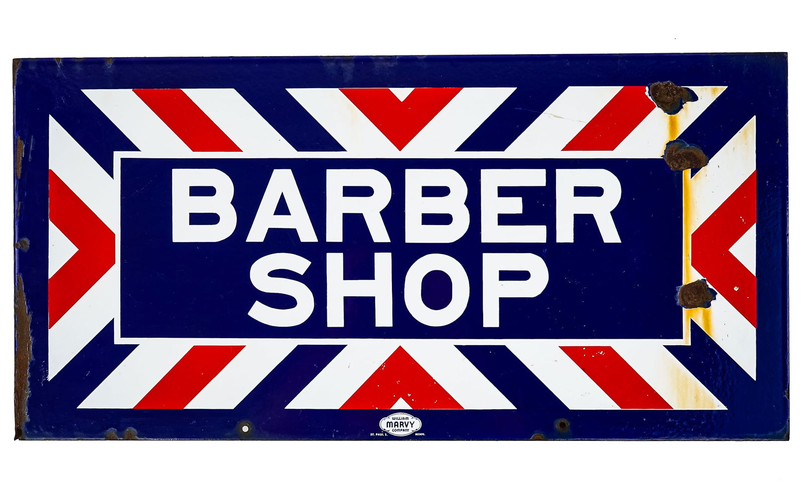 Circa 1940 Barber Shop Porcelain Flange Sign (1 of 6)
