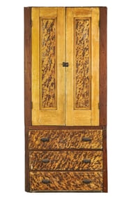 19th c Grain Painted country cupboard