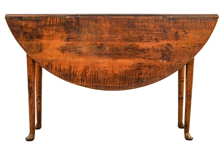 18th c Queen Anne Tiger Maple drop leaf table