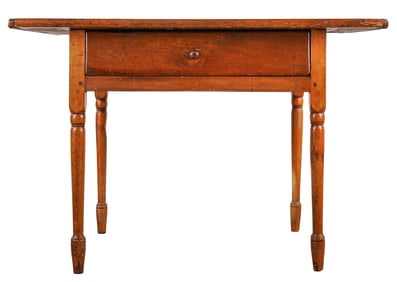 19th c Pine one drawer tap table