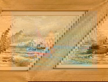 Harley Dewitt Nichols (AM 1859-1939) Seascape with ships
