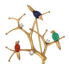 14k Bird & diamond Brooch Pin