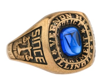 10k Men's Aquamarine Police Ring