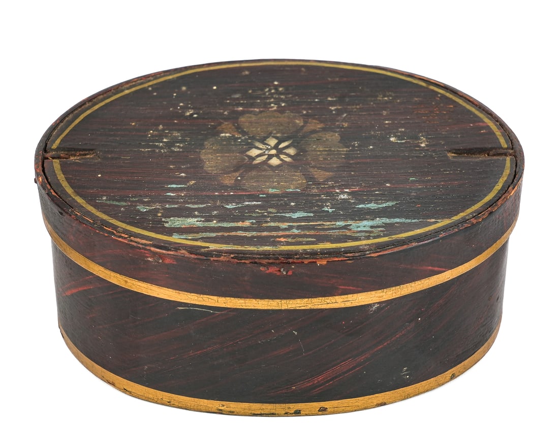 Small Oval Pantry Box in Grained Paint (1 of 9)