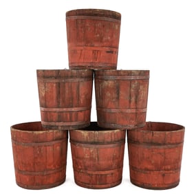 19th c VT Sap Buckets in Old Red Paint