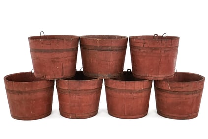 19th c VT Sap Buckets in Old Red Paint