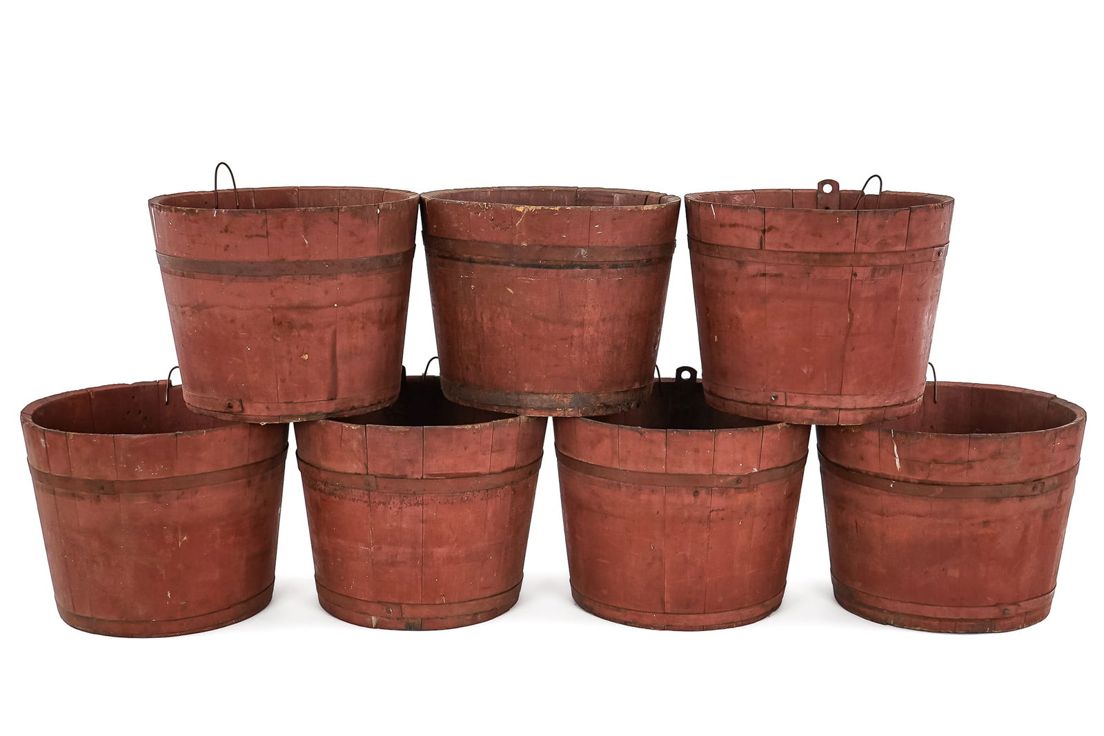 19th c VT Sap Buckets in Old Red Paint (1 of 6)