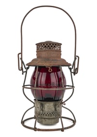 Rutland RR Lantern with Signed Red Globe