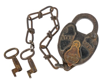 NY, NH, & H RR Car Lock with 2 Keys