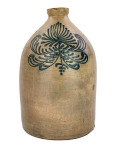 Unmarked Blue Decorated Stoneware Jug