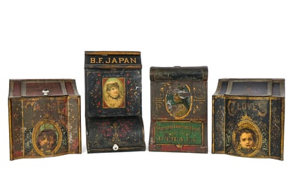 Four Tea, Coffee Tin Litho Store Tins