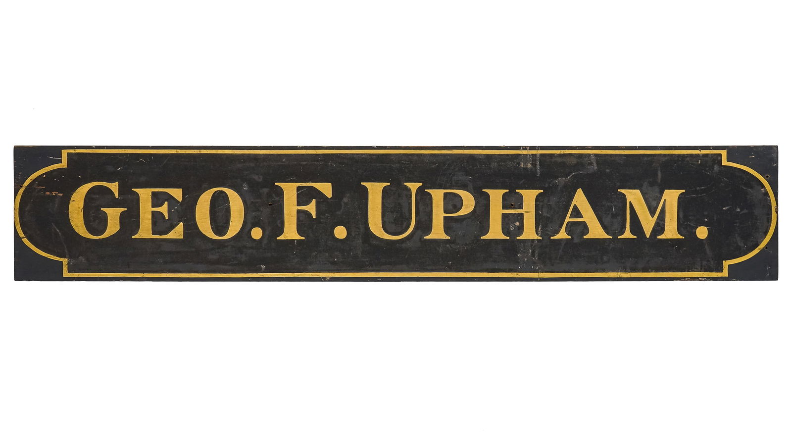 Geo. F. Upham sanded gilt sign (1 of 4)