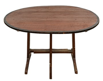 19th c Pine Grain Painted Folding Breakfast Table