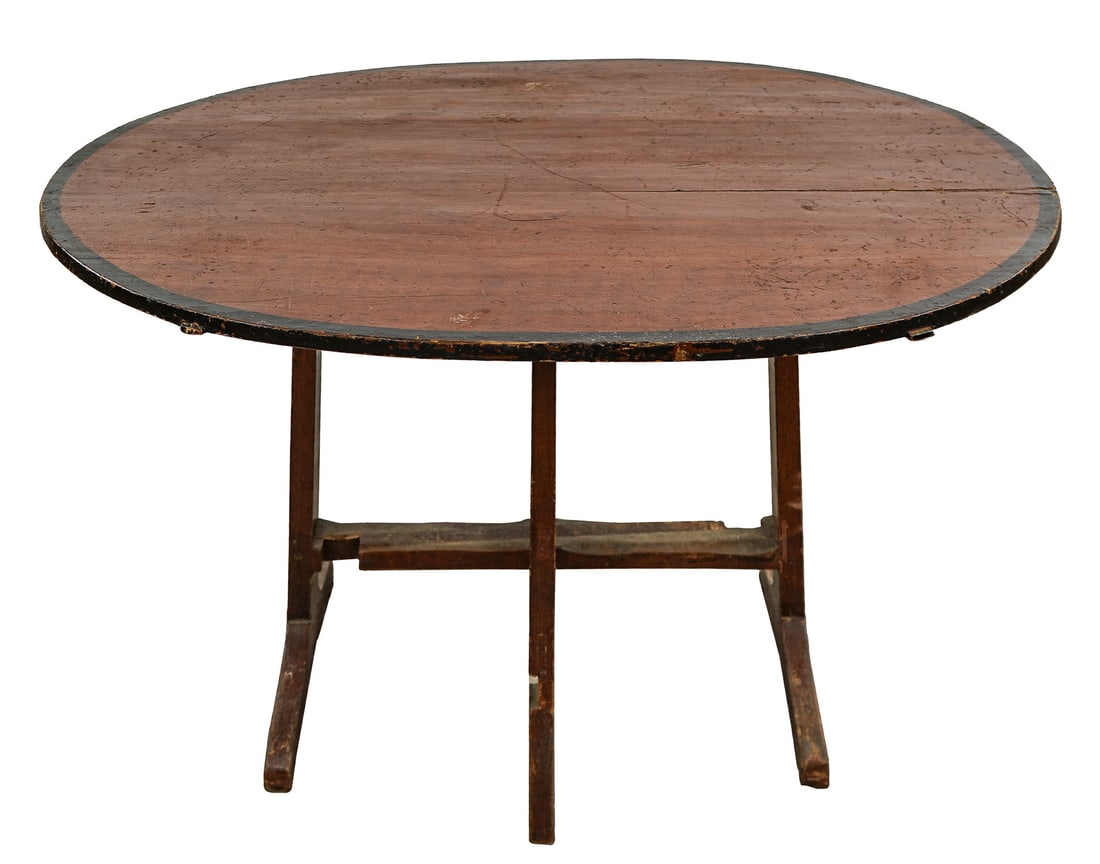 19th c Pine Grain Painted Folding Breakfast Table (1 of 7)