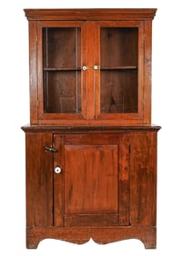 19th c Pine Stepback cupboard