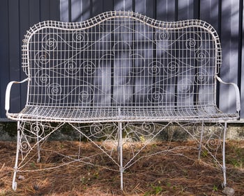 19th c High Back Wire Settee
