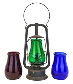Three Colored Glass Lantern Shades