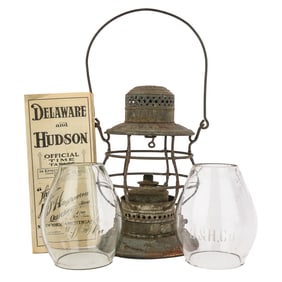 Central Vermont Lantern Frame, D & H RR Shades, Timetable