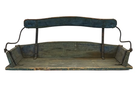 19th c Wagon Seat in Old Blue Paint