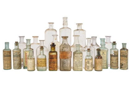 VT, NH, NY Slug Plate & Labeled Medicine Bottles