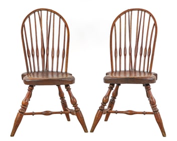 Pair of 18th c CT Brace Back Windsor Chairs