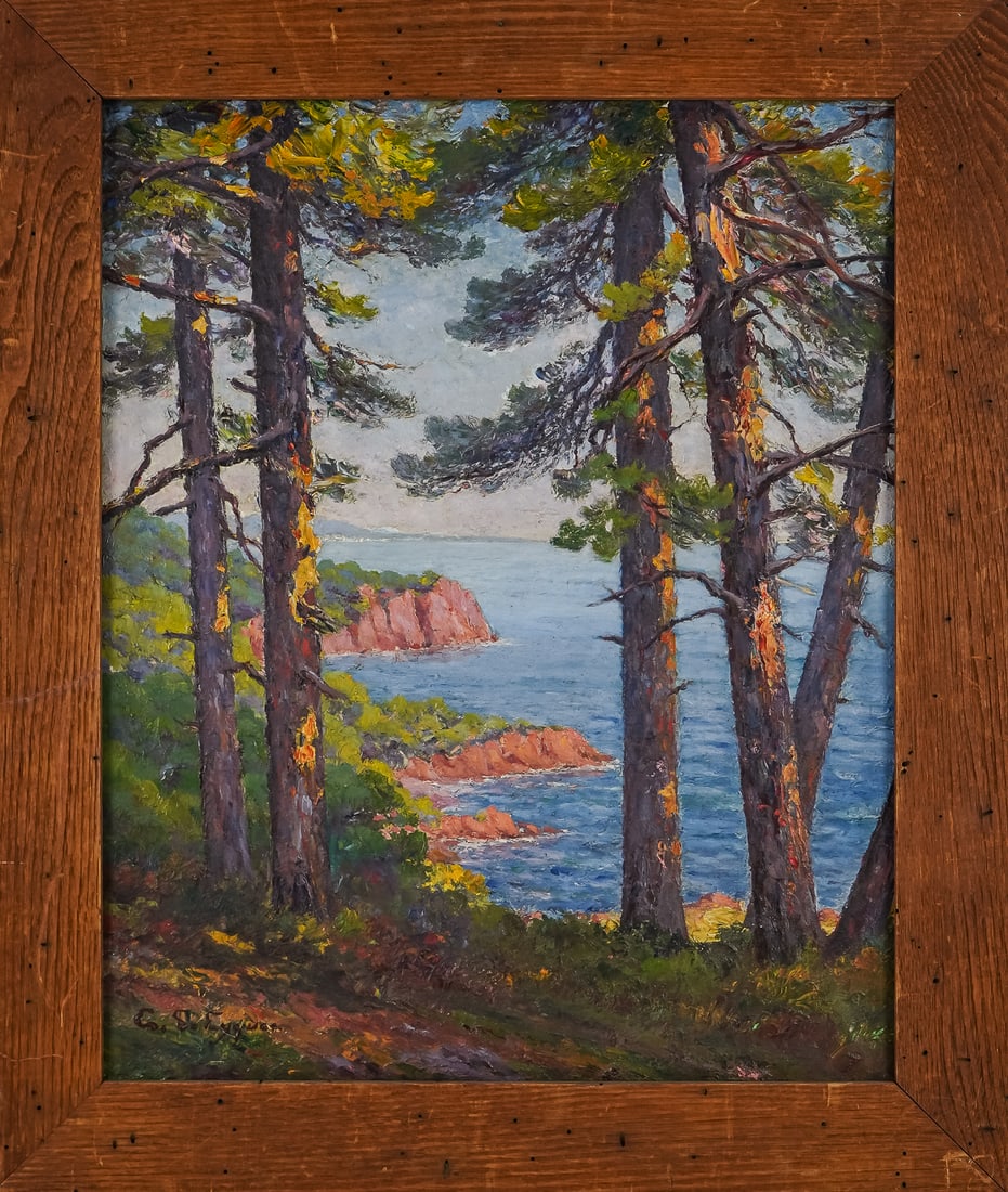 Early 20th c California Seascape signed C De Cygne (1 of 5)