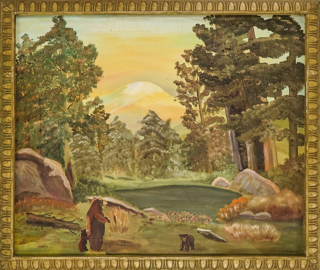Early 20th c Western Landscape signed R Franklin (1 of 4)