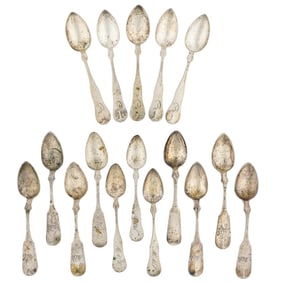 16 pcs. Early American Coin Silver Flatware