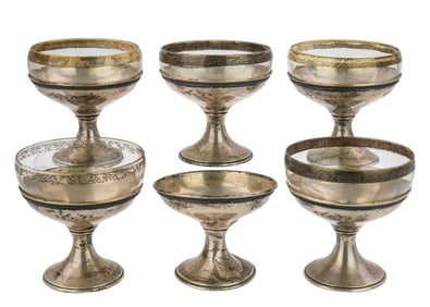 6 Sterling Silver Footed Sherbets