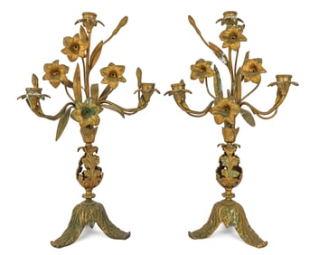 Pair of ca. 1900 French Gilt Altar Candelabra