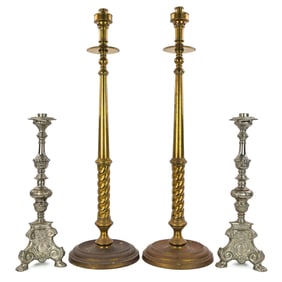 Two Pair of Church Candlesticks