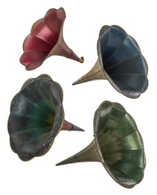 4 Colorful Morning Glory Phonograph Horns