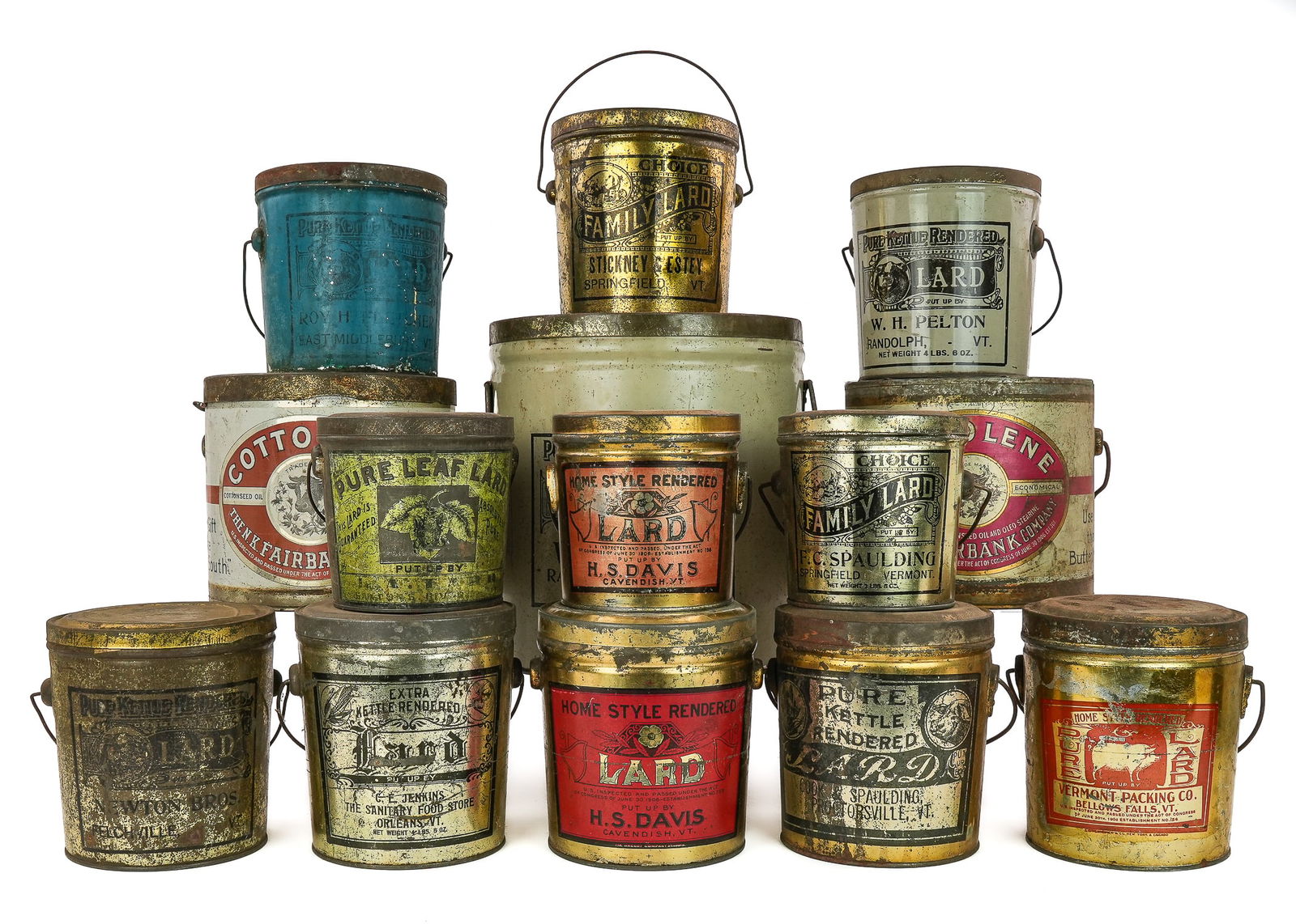 Early 20th c Advertising Lard Tins (1 of 3)