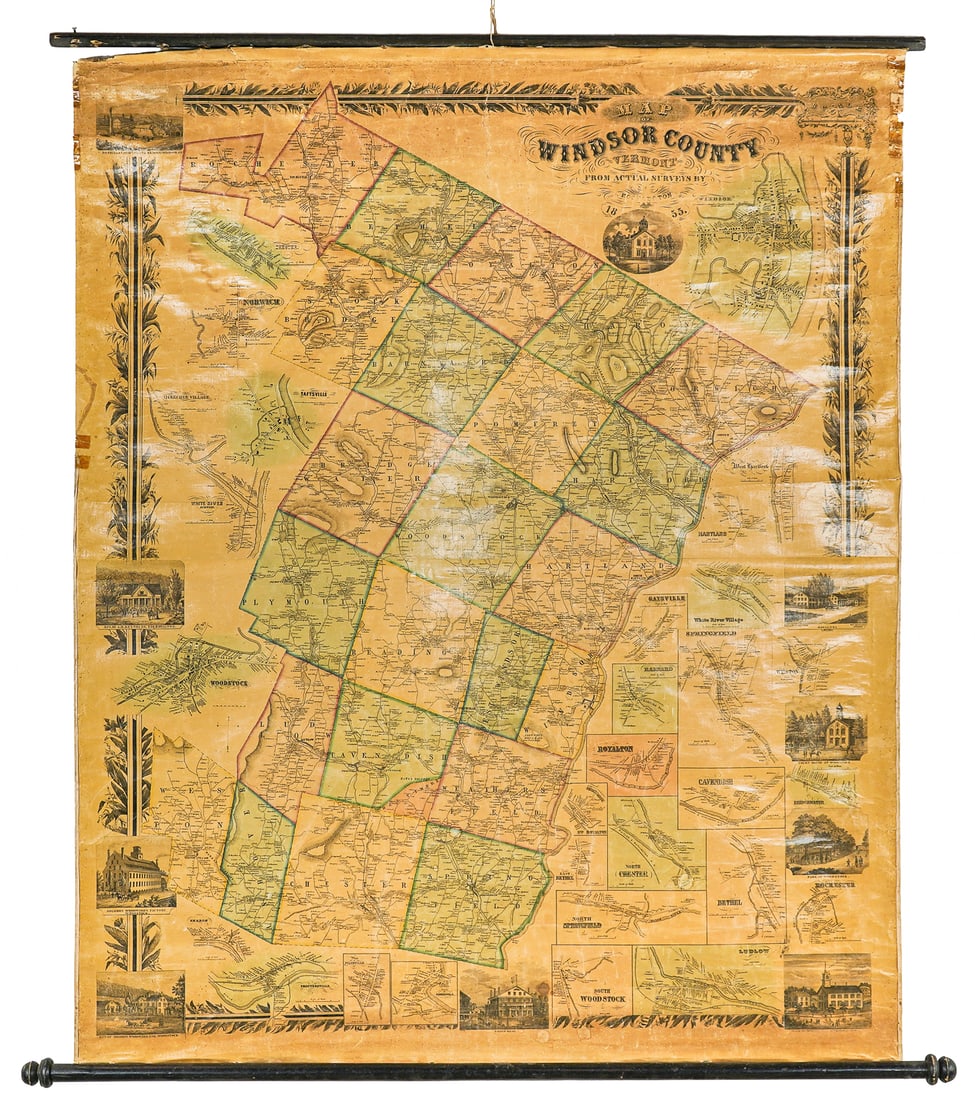 1855 Windsor County VT Wall Map (1 of 6)