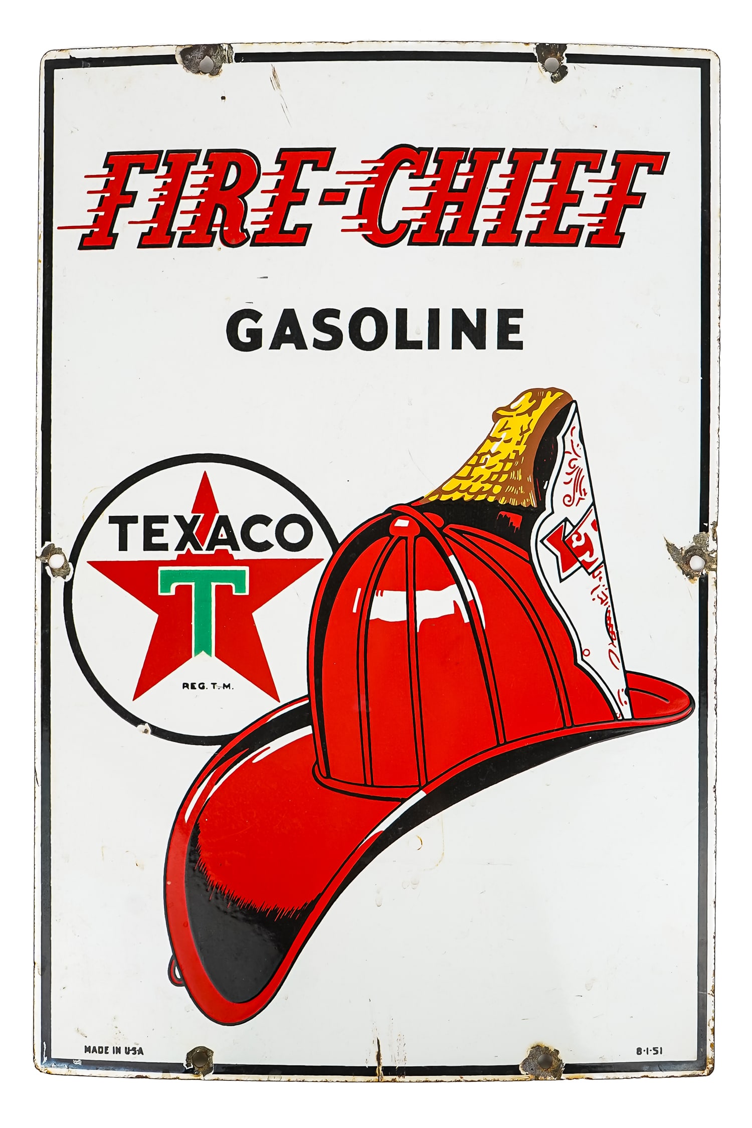 Texaco "Fire Chief" Gasoline Pump Plate (1 of 4)