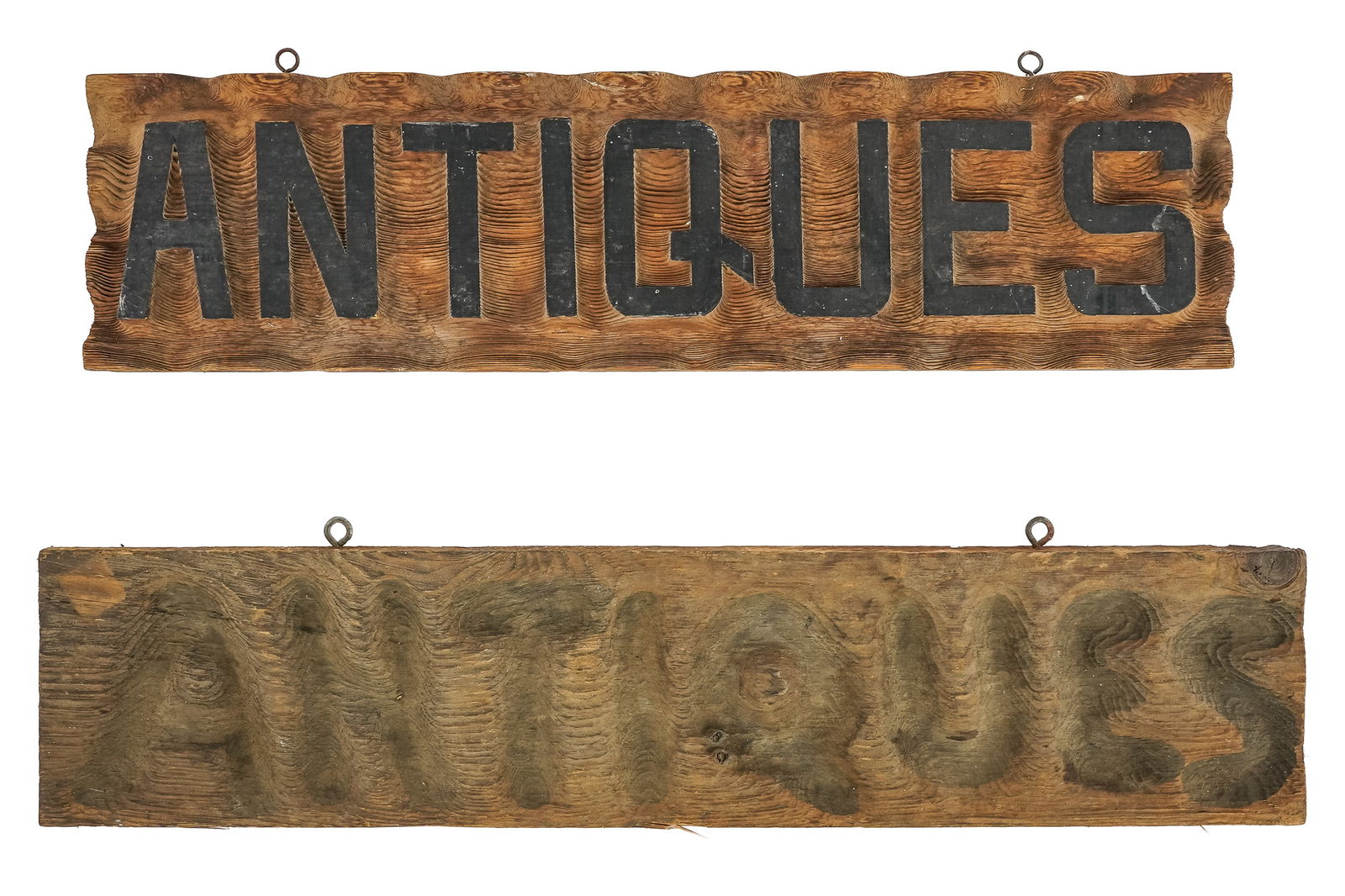 Two early-mid 20th c Carved Antiques signs (1 of 4)