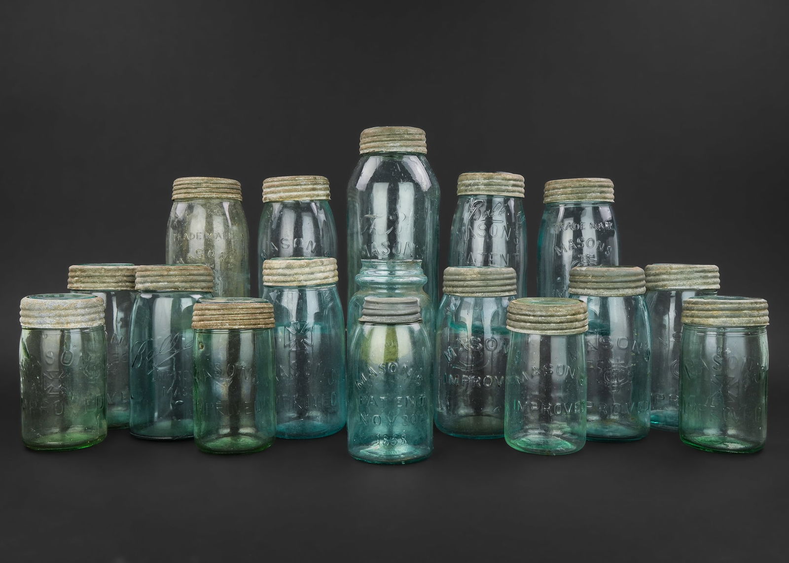 Early Aqua Mason Fruit Jars, Lyman Jar (1 of 5)