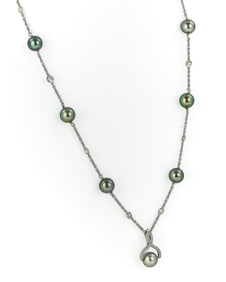 South Sea Grey Pearl & Diamond Necklace