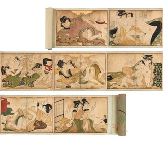 18th c Japanese Shunga Scroll