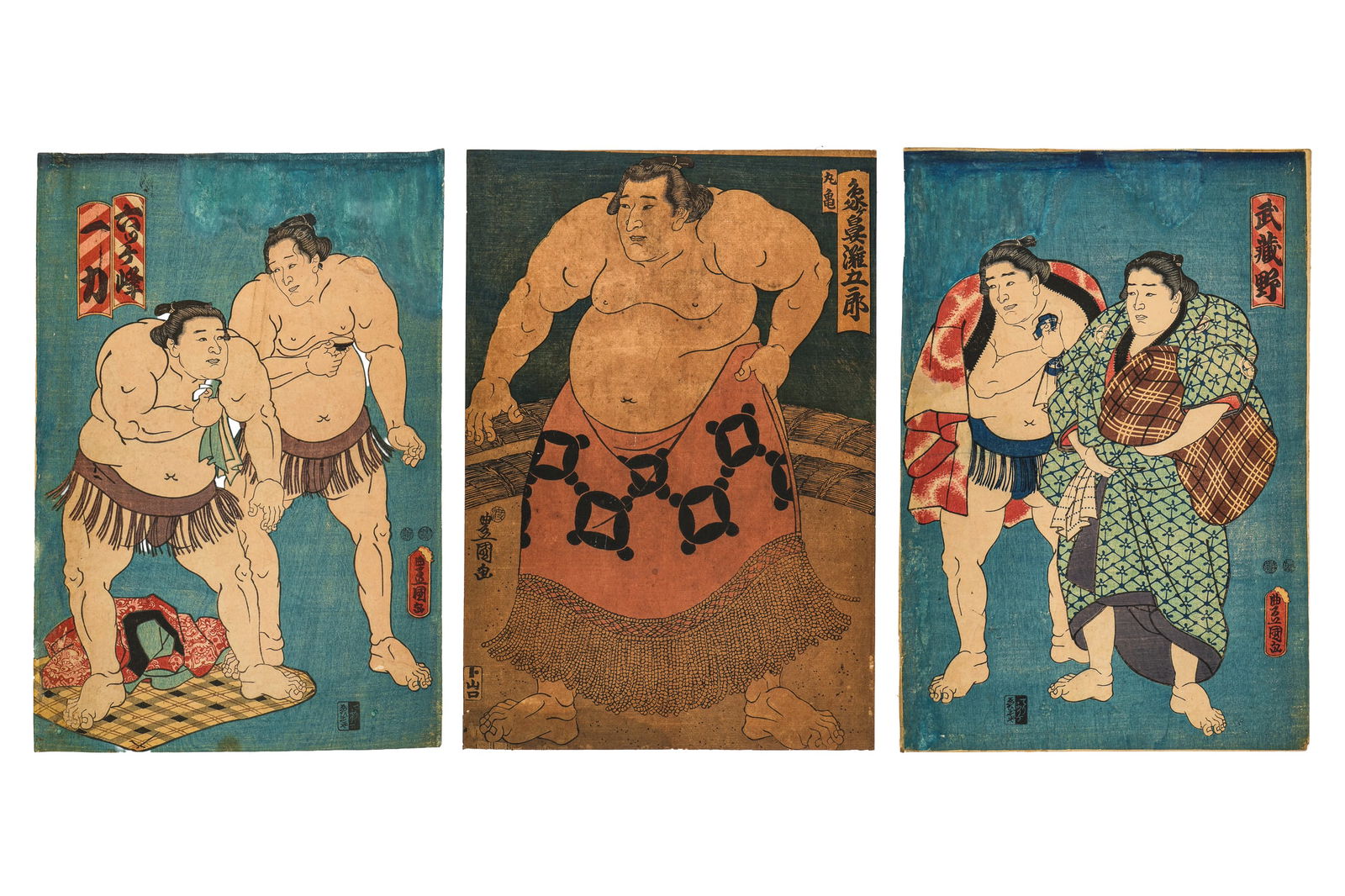 19th c Ukiyo-e Sumo Wrestlers (1 of 7)