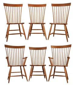 Six Contemporary Cherry Windsor style Dining Chairs