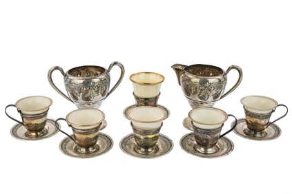 Sterling Silver Demitasse Set, Sugar and Creamer