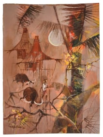 Romeo Tabuena (PH/MX 1921-2015) Farmer with two Buffalo