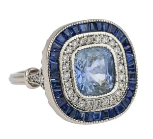 4 CT Sapphire & Diamond Ring