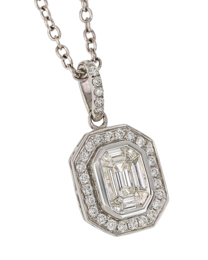 14k White Gold & 1 CT Illusion Diamond Necklace (1 of 6)