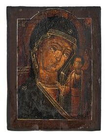 19th c Russian Icon Our Lady of Kazan