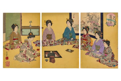 Adachi Ginko Triptych Tea Ceremony