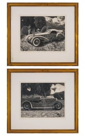 David Bumbeck (VT 1940-) Two Automotive Aquatints