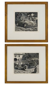 David Bumbeck (VT 1940-) Two Automotive Aquatints