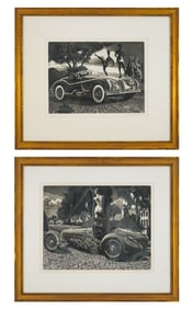 David Bumbeck (VT 1940-) Two Automotive Aquatints